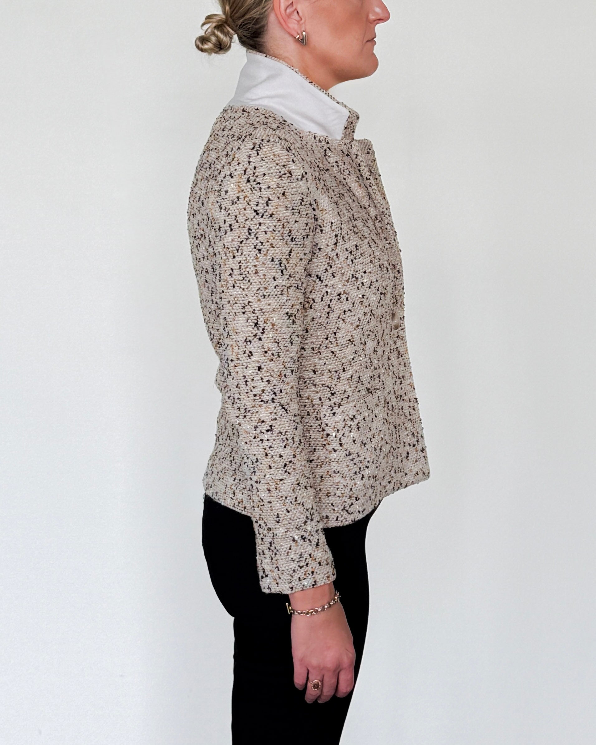 Trieste Multicolored Tweed Velvet Jacket-Clothing-Amina Rubinacci-Black Tweed-38-Mercantile Portland