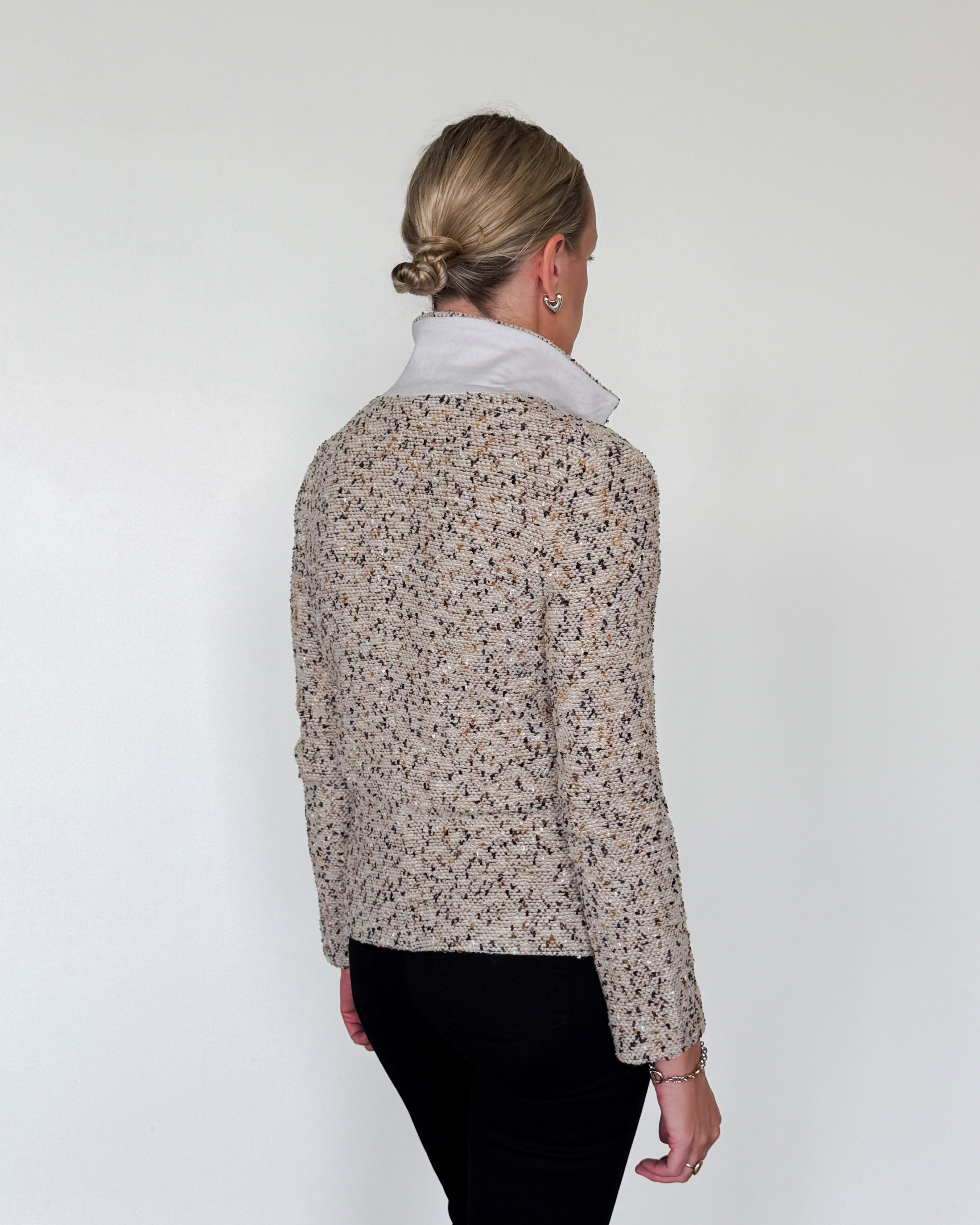 Trieste Multicolored Tweed Velvet Jacket-Clothing-Amina Rubinacci-Black Tweed-38-Mercantile Portland