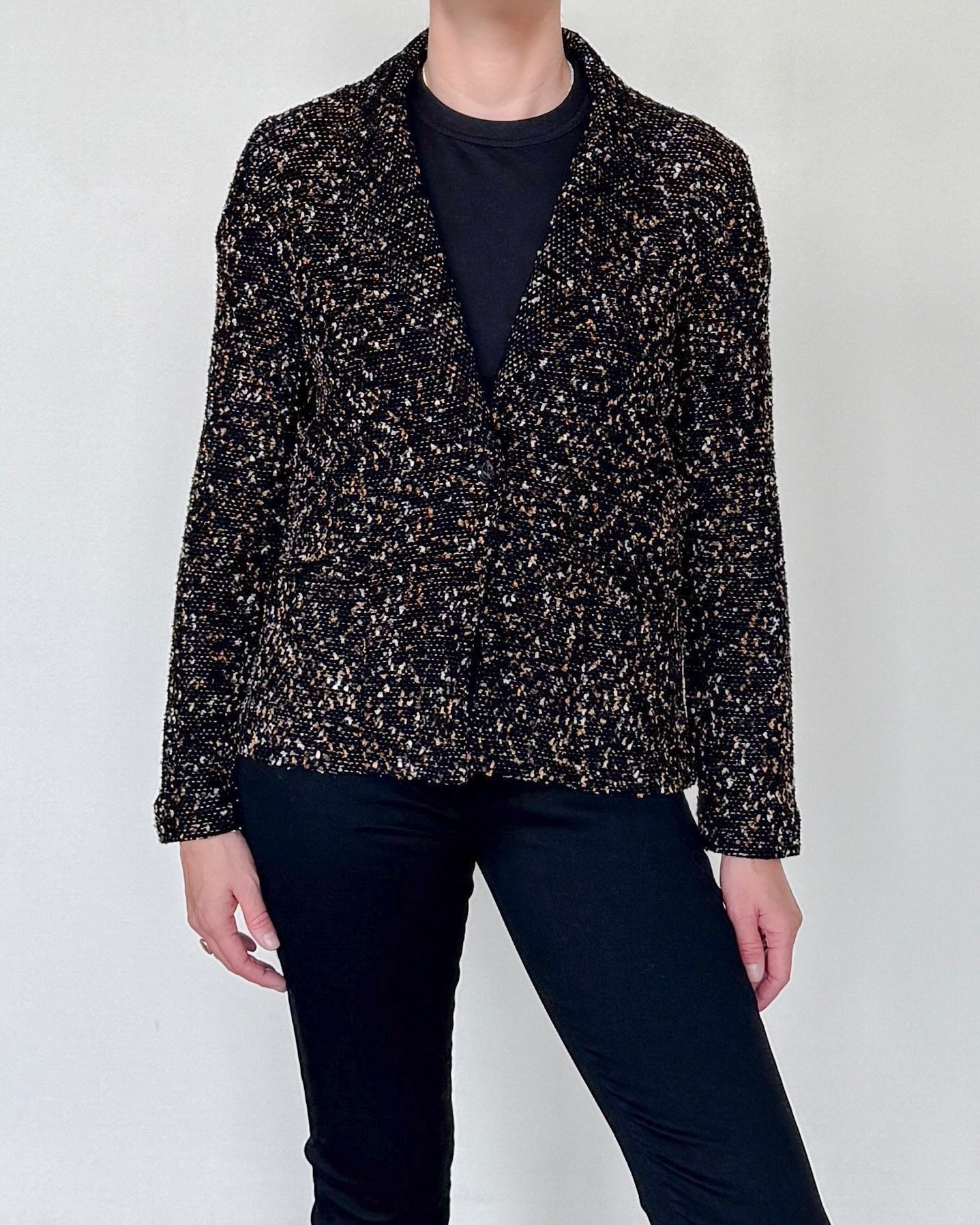 Trieste Multicolored Tweed Velvet Jacket-Clothing-Amina Rubinacci-Black Tweed-38-Mercantile Portland