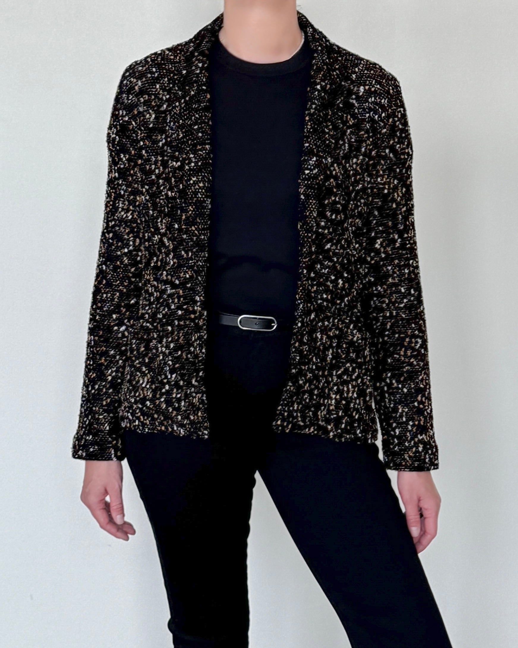 Trieste Multicolored Tweed Velvet Jacket-Clothing-Amina Rubinacci-Black Tweed-38-Mercantile Portland