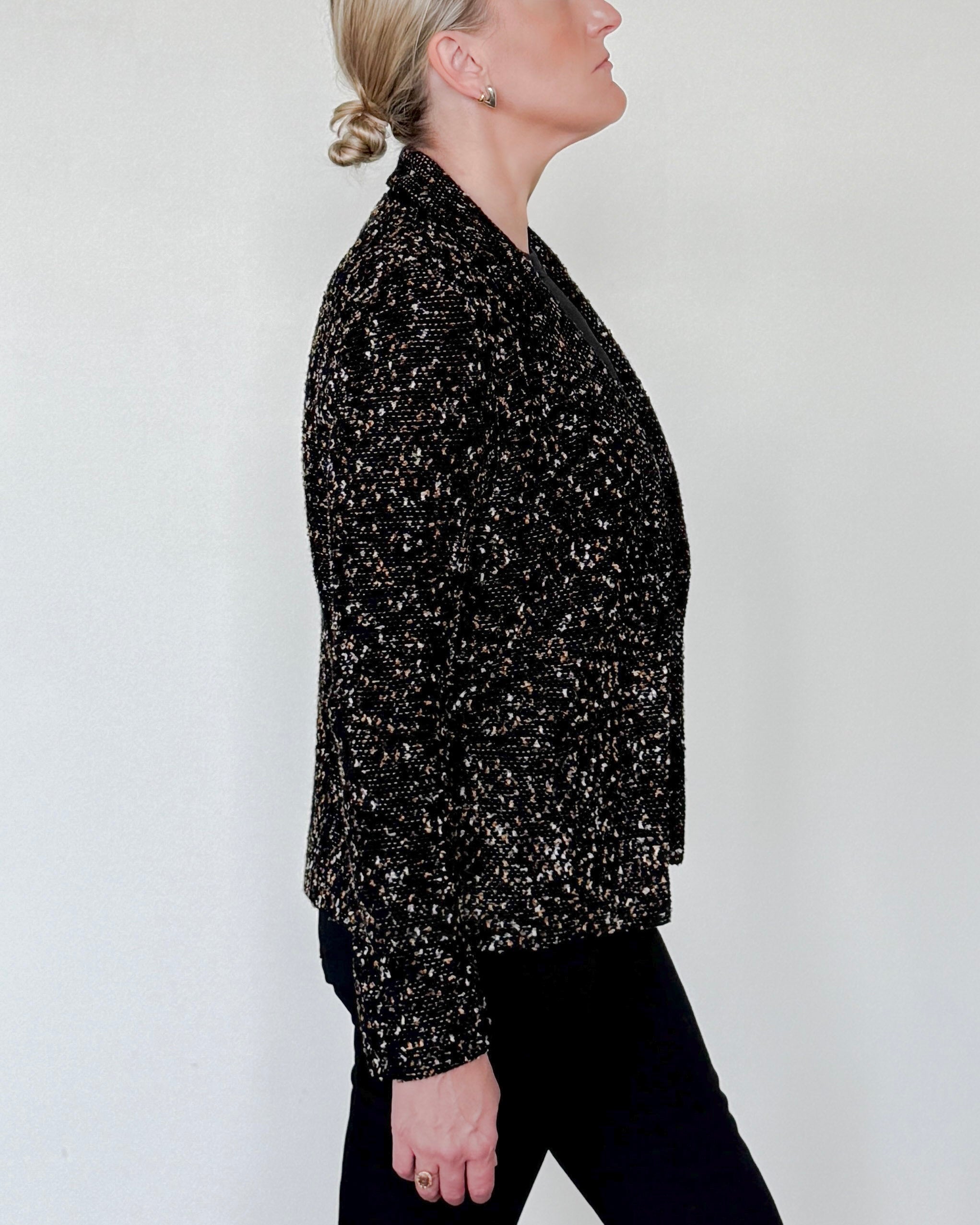 Trieste Multicolored Tweed Velvet Jacket-Clothing-Amina Rubinacci-Black Tweed-38-Mercantile Portland