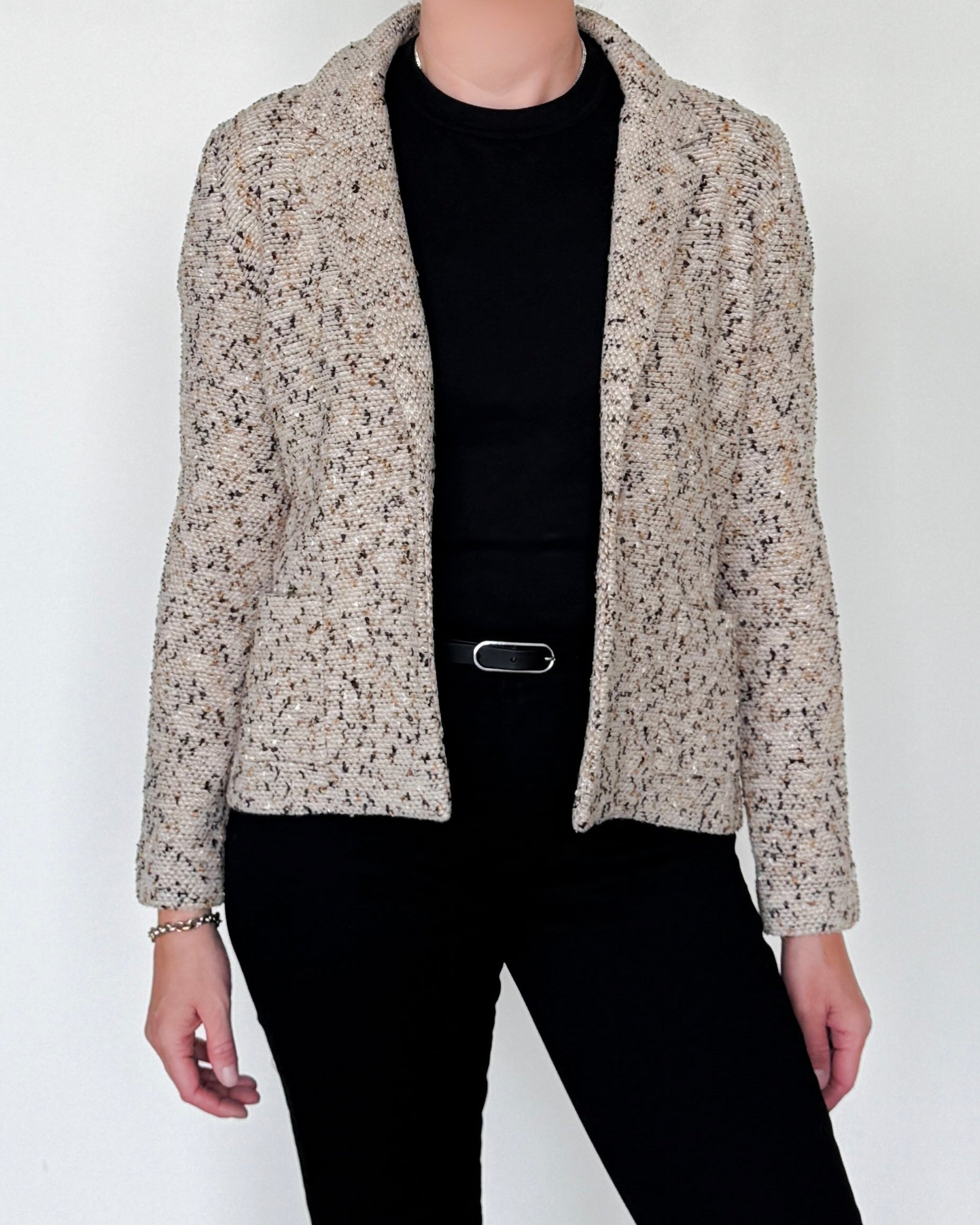 Trieste Multicolored Tweed Velvet Jacket-Clothing-Amina Rubinacci-Black Tweed-38-Mercantile Portland