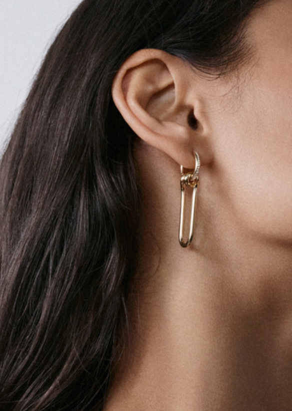 Twist Drop Hoop Earrings-Jewelry-Otiumberg-Yellow Gold-OS-Mercantile Portland