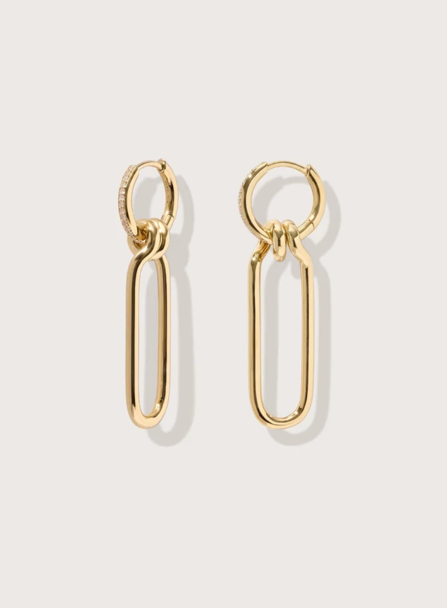 Twist Drop Hoop Earrings-Jewelry-Otiumberg-Yellow Gold-OS-Mercantile Portland