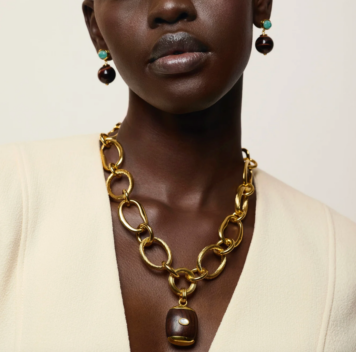 Umbria Earrings in Tiger's Eye-Jewelry-Lizzie Fortunato-Tiger-OS-Mercantile Portland