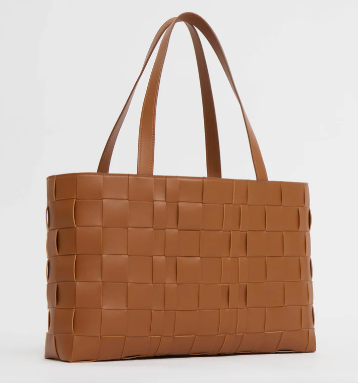 Upcycled Woven Leather Tote-Handbags-Mansur Gavriel-Camel-OS-Mercantile Portland