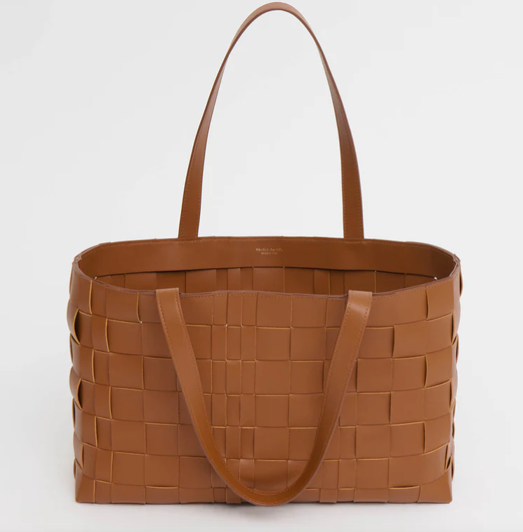 Upcycled Woven Leather Tote-Handbags-Mansur Gavriel-Camel-OS-Mercantile Portland