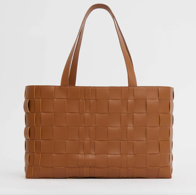 Upcycled Woven Leather Tote-Handbags-Mansur Gavriel-Camel-OS-Mercantile Portland