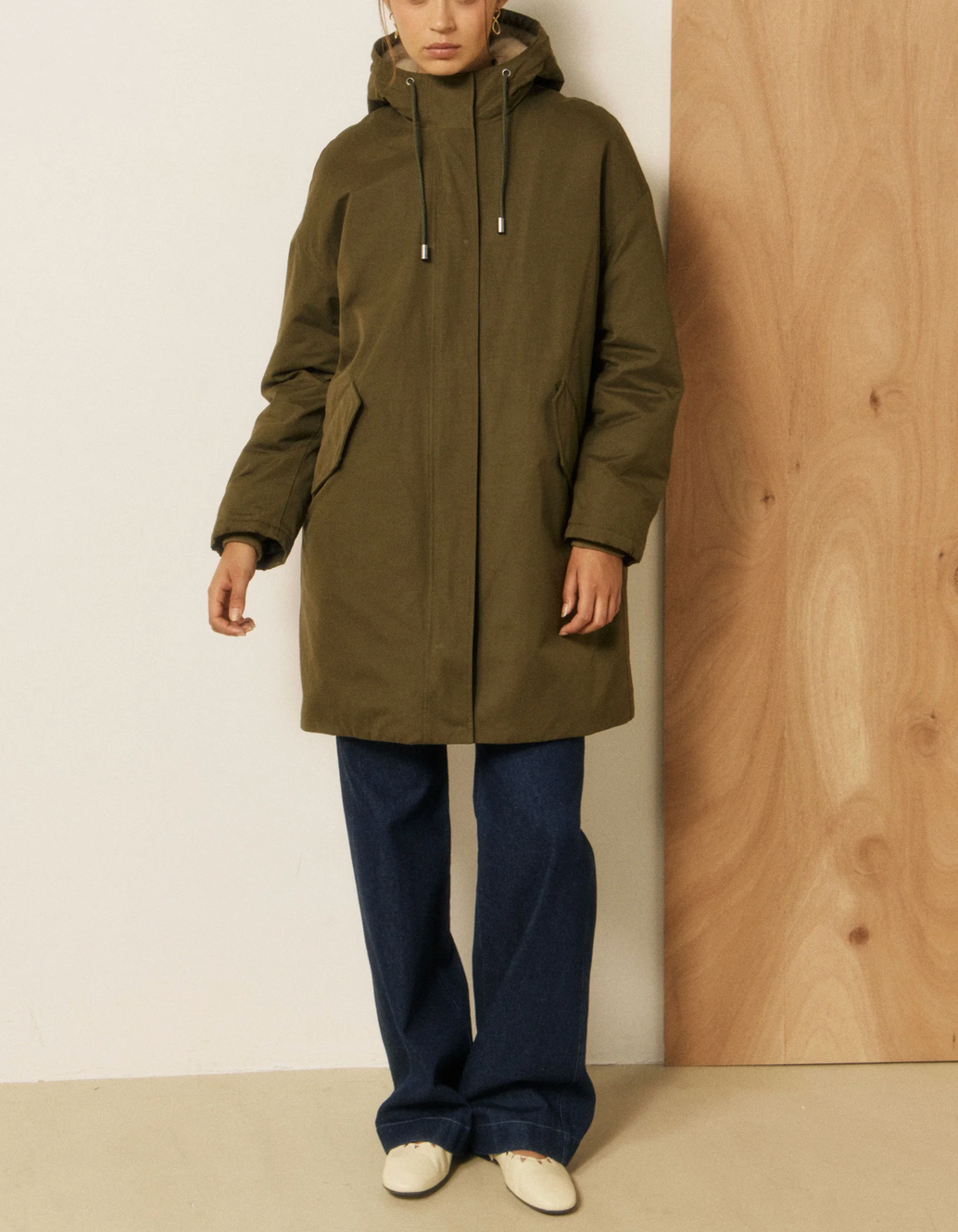 Vader Coat in Cotton Gabardine-Outerwear-HARTFORD-Army-1-Mercantile Portland