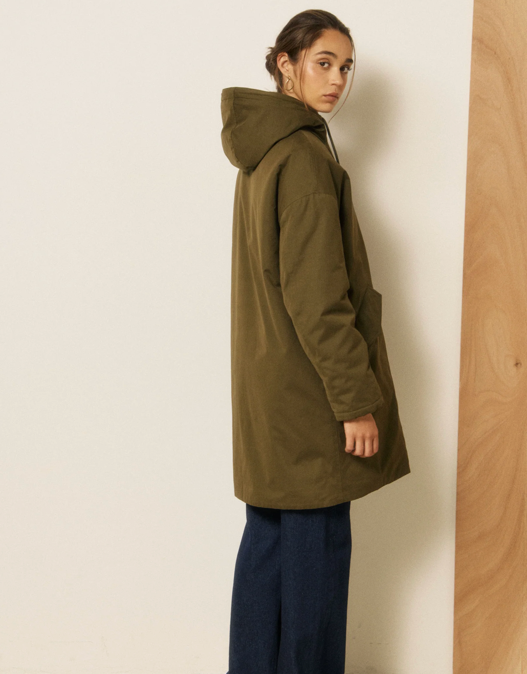 Vader Coat in Cotton Gabardine-Outerwear-HARTFORD-Army-1-Mercantile Portland