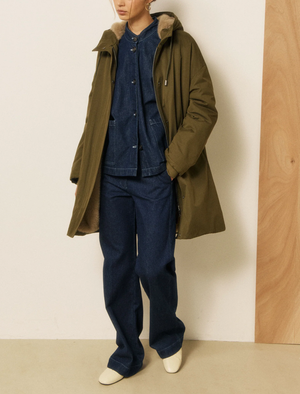 Vader Coat in Cotton Gabardine-Outerwear-HARTFORD-Army-1-Mercantile Portland