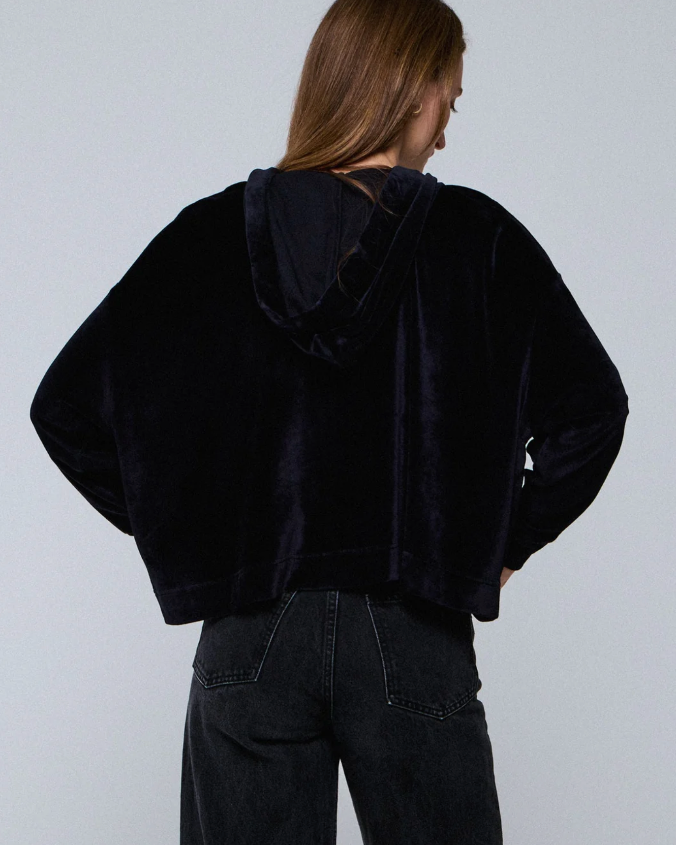 Velour Zip Front Hoodie-Clothing-Majestic Filatures-Black-1-Mercantile Portland