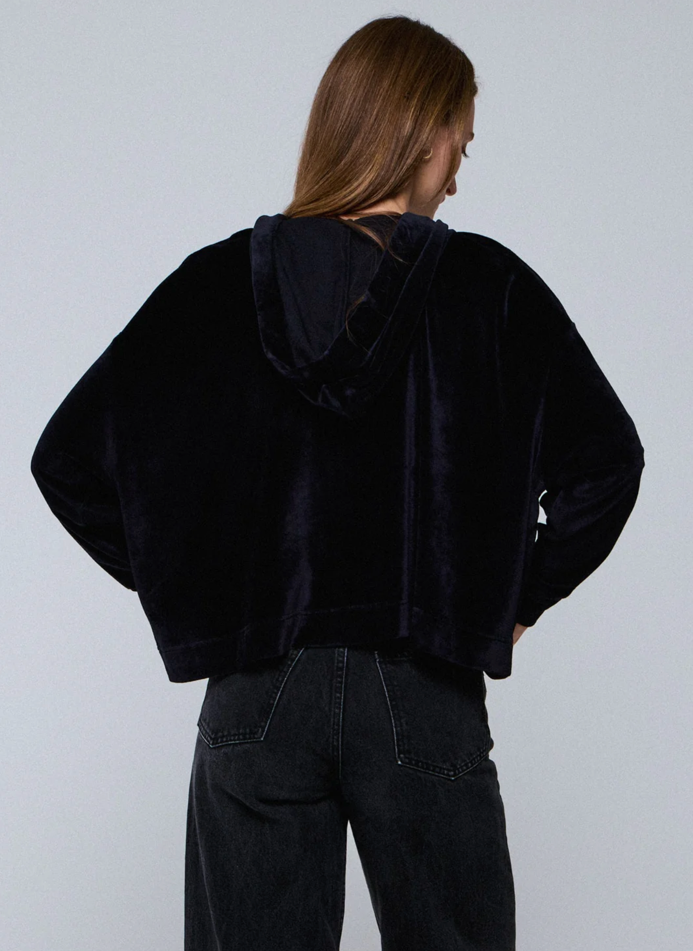 Velour Zip Front Hoodie-Clothing-Majestic Filatures-Black-1-Mercantile Portland