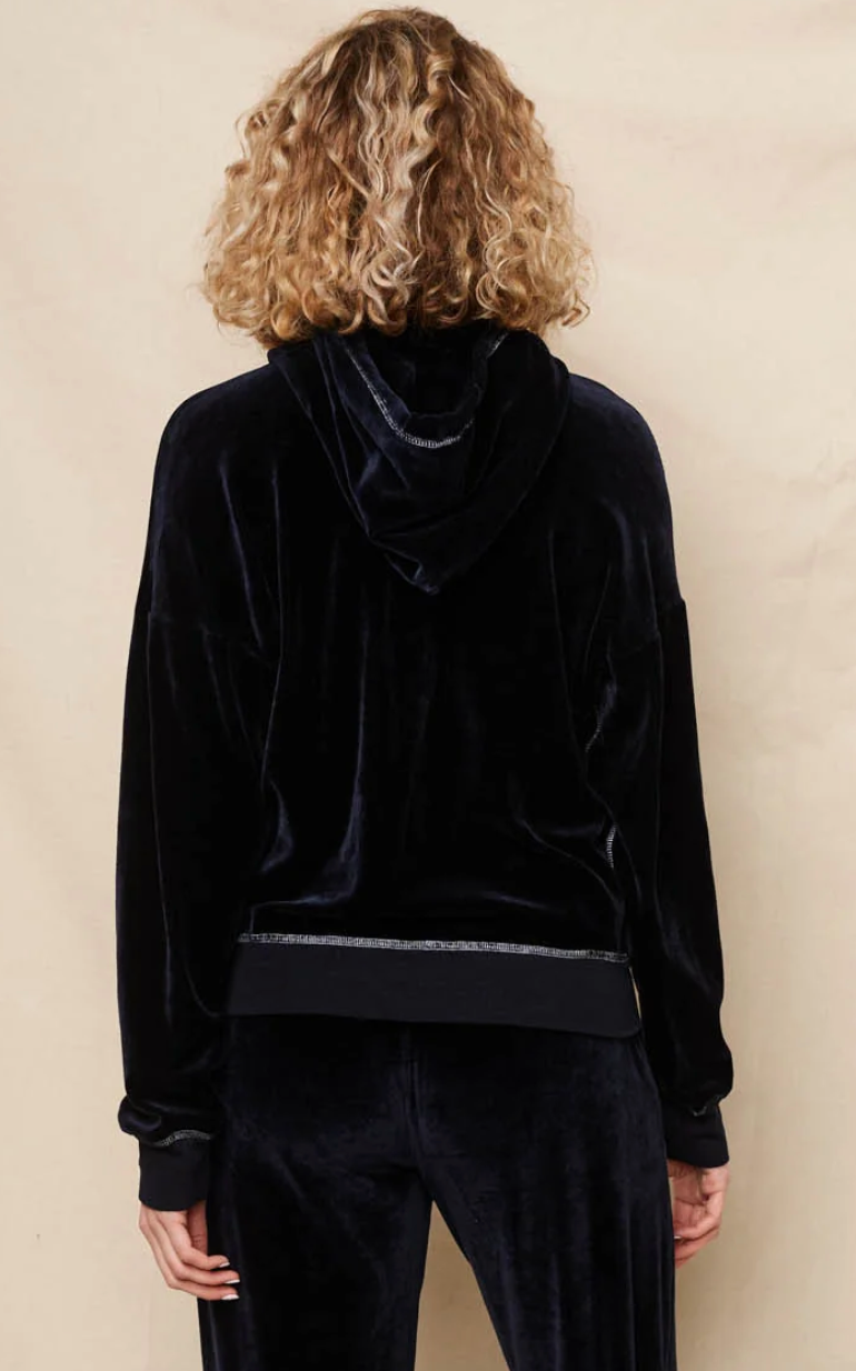 Velour Zip Hoodie-Sweaters-Sundry-XS-Deep Navy-Mercantile Portland