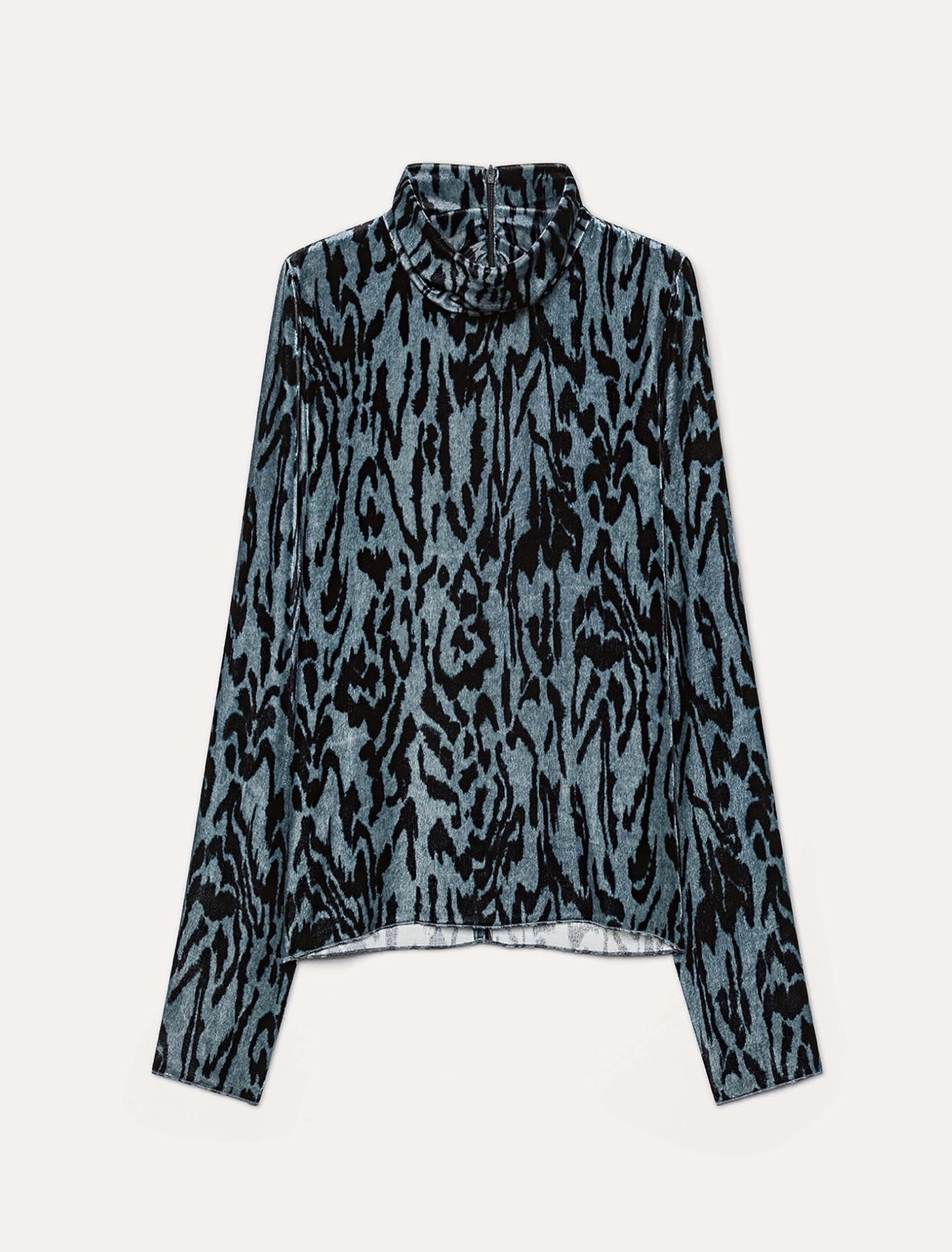 Velvet Rollneck Shirt With Moire Print-Clothing-Forte Forte-Stone-00-Mercantile Portland