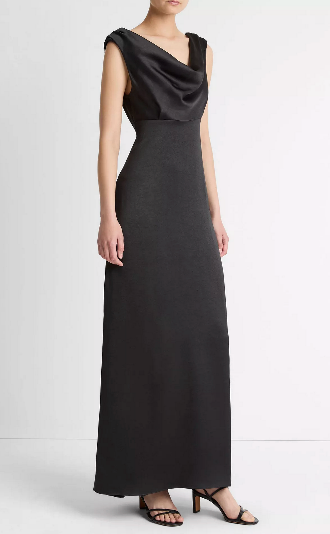 VINCE V138452015 DRAPED COWL MAXI DRESS BLK-Dresses-Vince-Black-4-Mercantile Portland