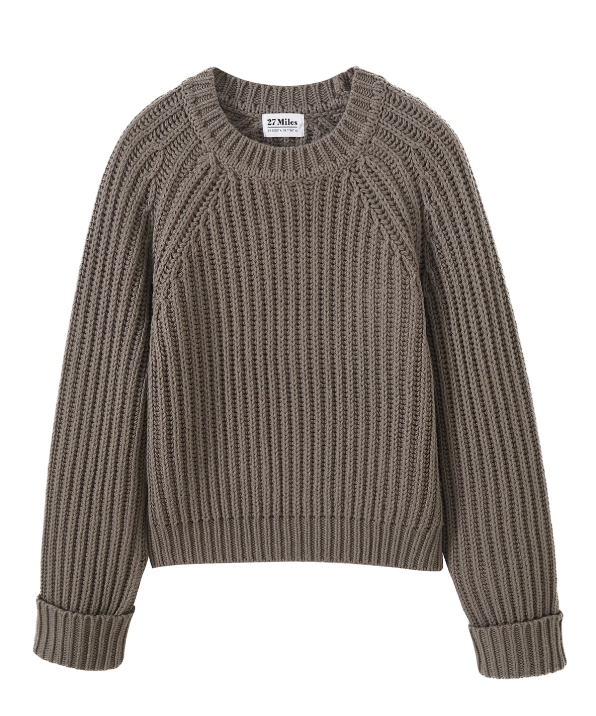 Violetta Chunky Ribbed Cotton Pullover-Sweaters-27 Miles-Driftwood-XS-Mercantile Portland