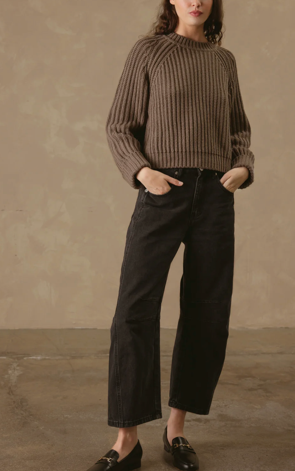 Violetta Chunky Ribbed Cotton Pullover-Sweaters-27 Miles-Driftwood-XS-Mercantile Portland