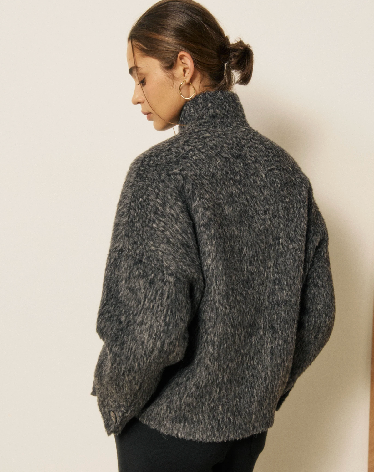 Vivien Jacket in Double-Faced Wool & Alpaca-Outerwear-HARTFORD-Grey-1-Mercantile Portland