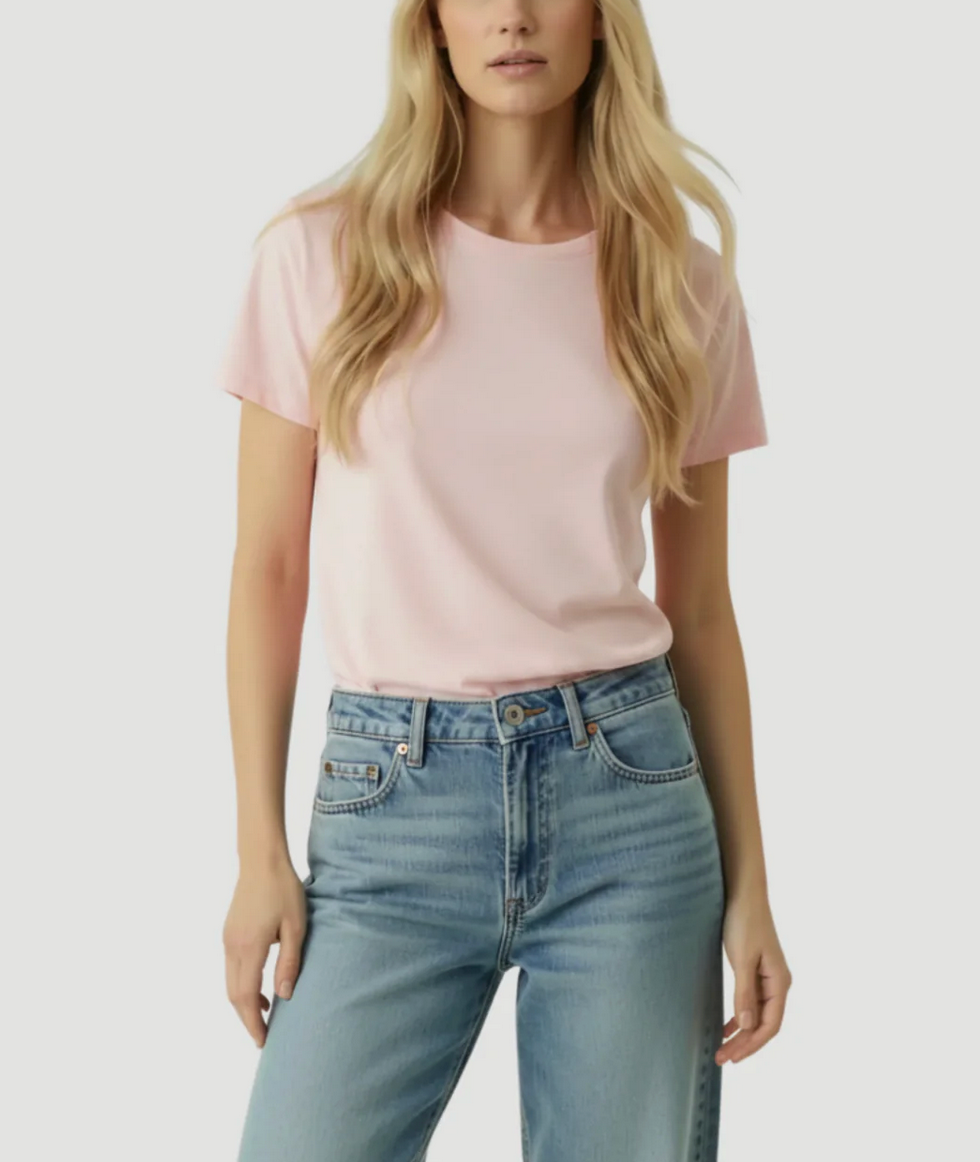 Washable Cashmere Crew T-shirt in Blossom-T-Shirts-Majestic Filatures-BLOSSOM-1-Mercantile Portland