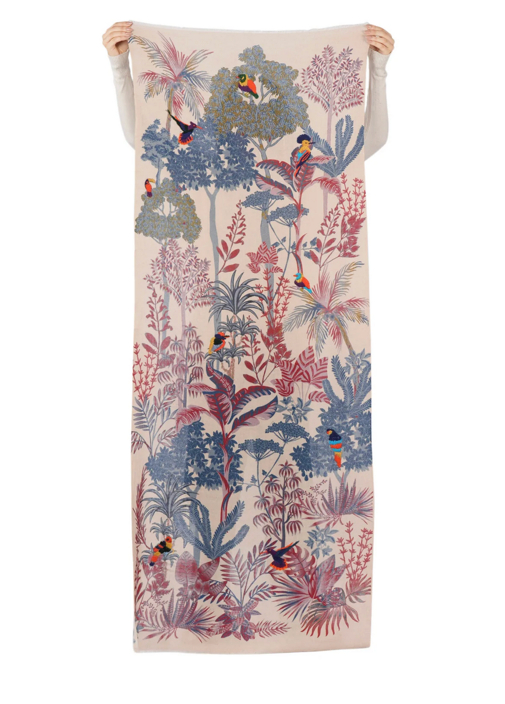 Woodland Embroidered Wool Scarf in Vanilla-Scarves and Wraps-Mercantile Portland-Vanilla-OS-Mercantile Portland