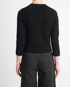 Wool-Blend Shrunken Snap Cardigan-Sweaters-Vince-Black-XS-Mercantile Portland