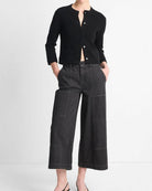 Wool-Blend Shrunken Snap Cardigan-Sweaters-Vince-Black-XS-Mercantile Portland