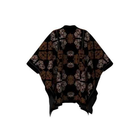 Wool Poncho-Kaftans and Ponchos-FRANCO FERRARI-Black Brown-OS-Mercantile Portland