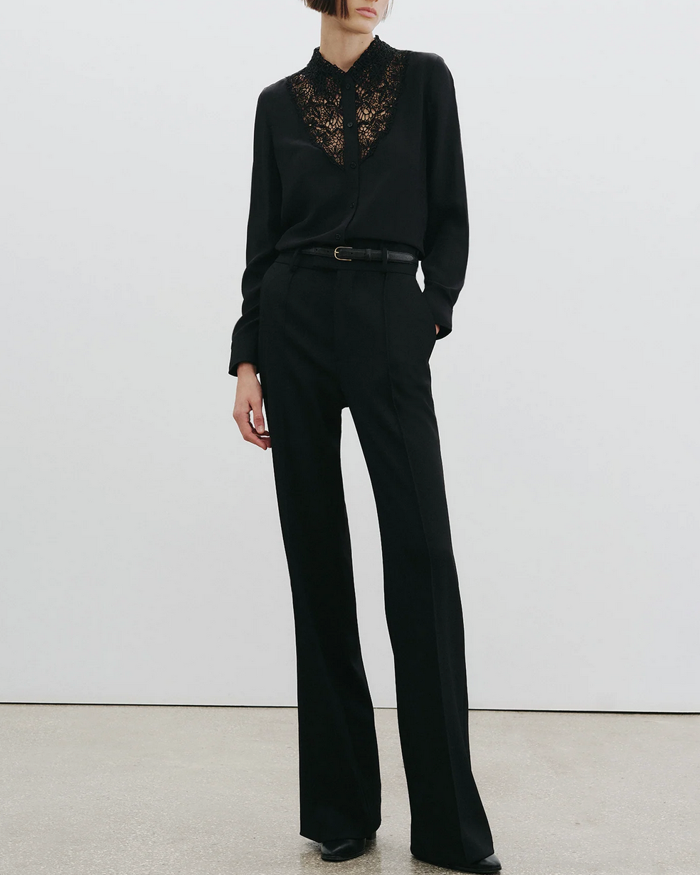 Zola Lace Silk Shirt-Shirts-Nili Lotan-Black-XS-Mercantile Portland