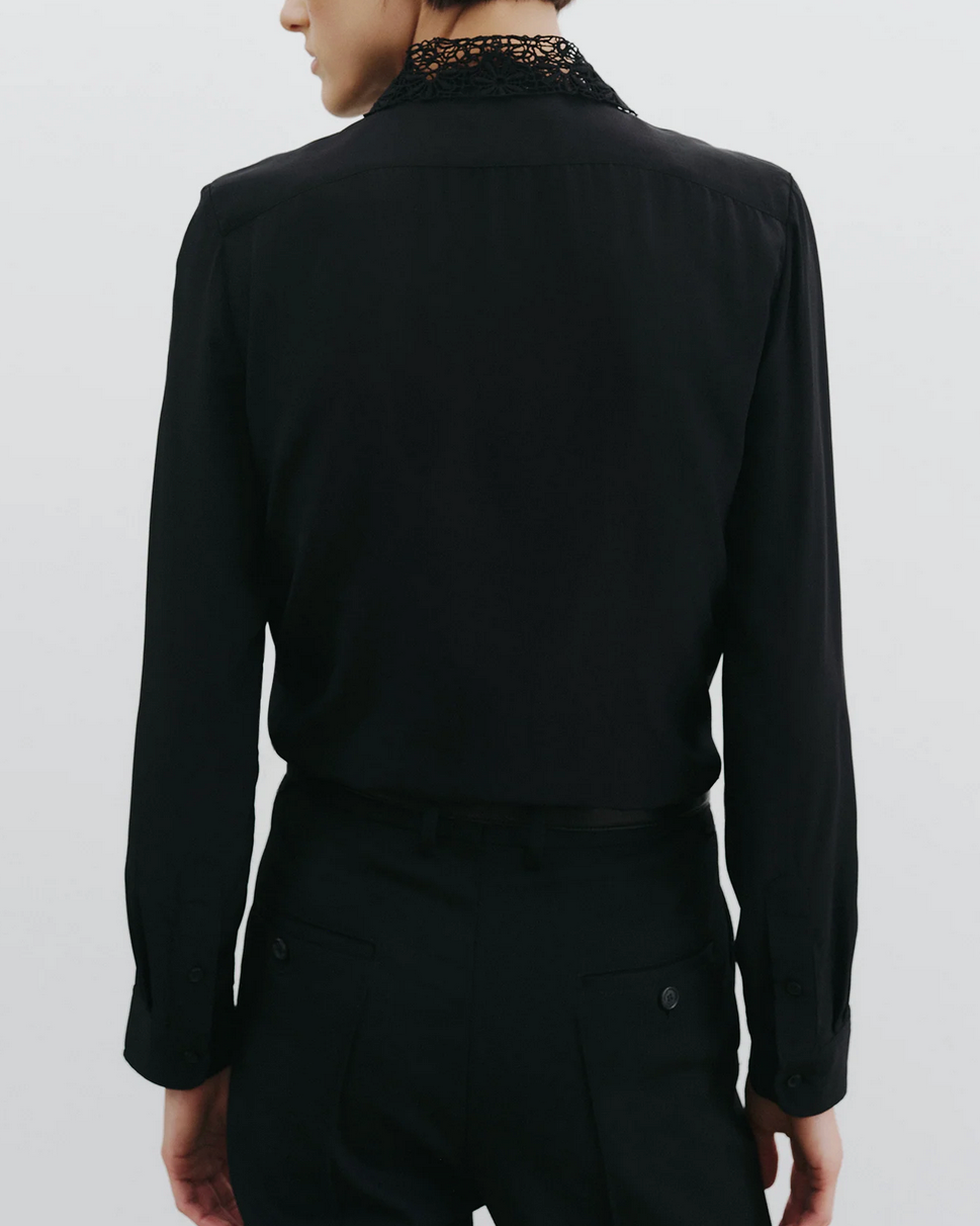 Zola Lace Silk Shirt-Shirts-Nili Lotan-Black-XS-Mercantile Portland