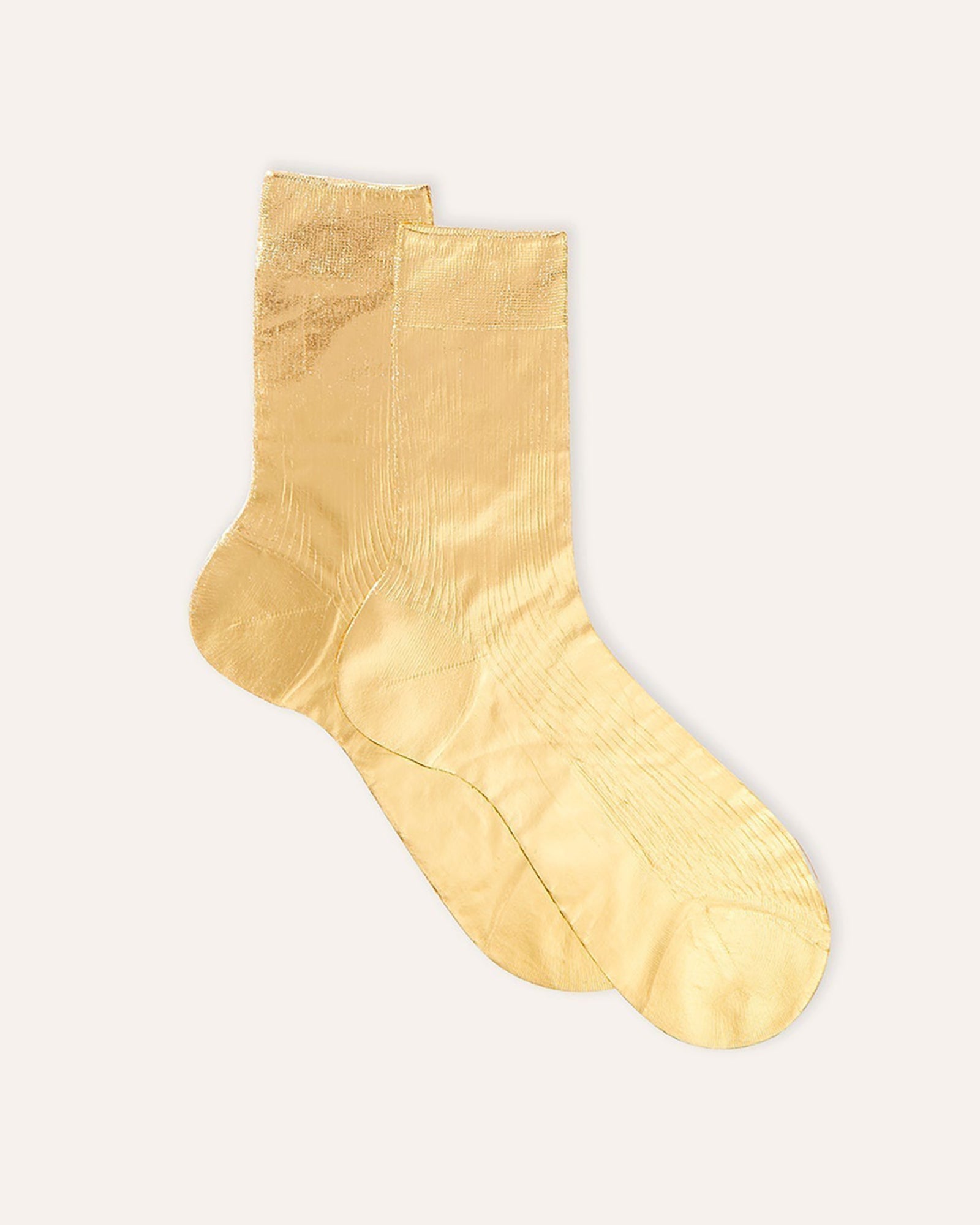 One Ribbed Laminated Socks-Socks-Maria La Rosa-Gold-OS-Mercantile Portland