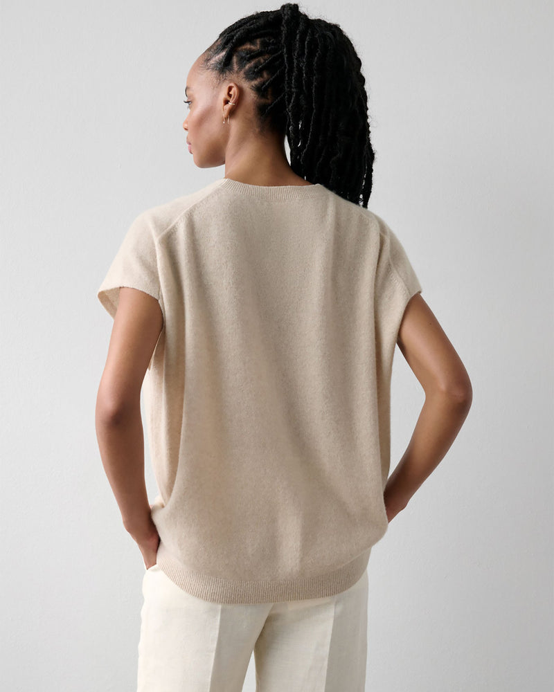 Cashmere V Neck Poncho-White + Warren-Mercantile Portland