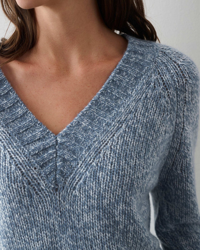 Cashmere Air Spun V Neck-White + Warren-Mercantile Portland