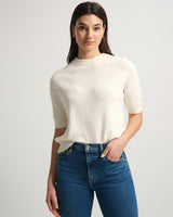 Cotton Silk Ribbed T Shirt-White + Warren-Mercantile Portland