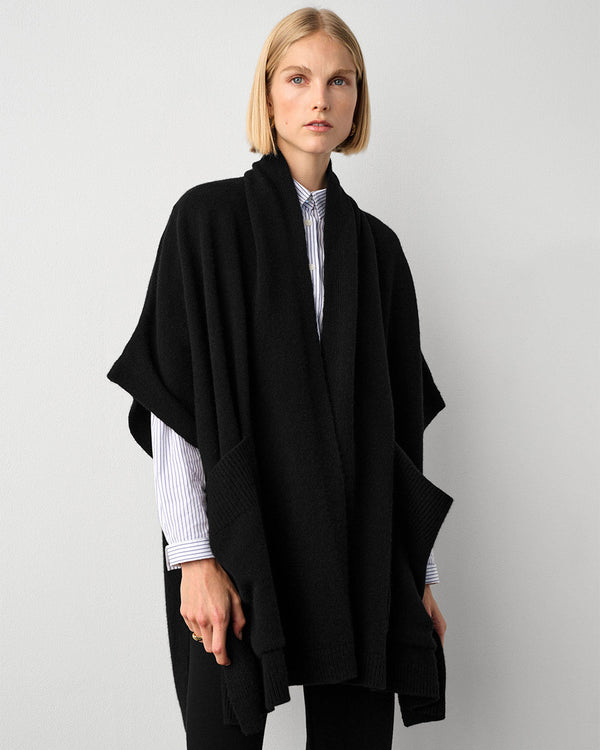 Merino Cashmere Open Poncho-White + Warren-Mercantile Portland
