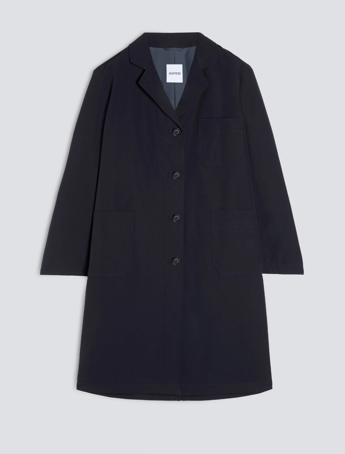 3/4 Length Canvas Coat-Outerwear-Aspesi-Navy-XS-Mercantile Portland