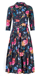 3/4 Sleeve Midi Dress in Indigo-Dresses-Samantha Sung-Indigo Floral-XS-Mercantile Portland