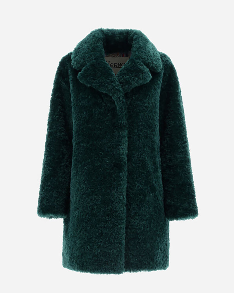 Coat in Curly Faux Fur-Herno-Mercantile Portland
