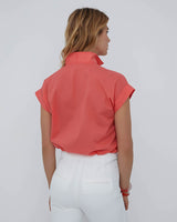 Cap Sleeve Shirt: Coral Queen-Sarah Alexandra-Mercantile Portland