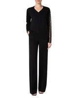Dot Guipure V-Neck Sweater-Akris Punto-Mercantile Portland