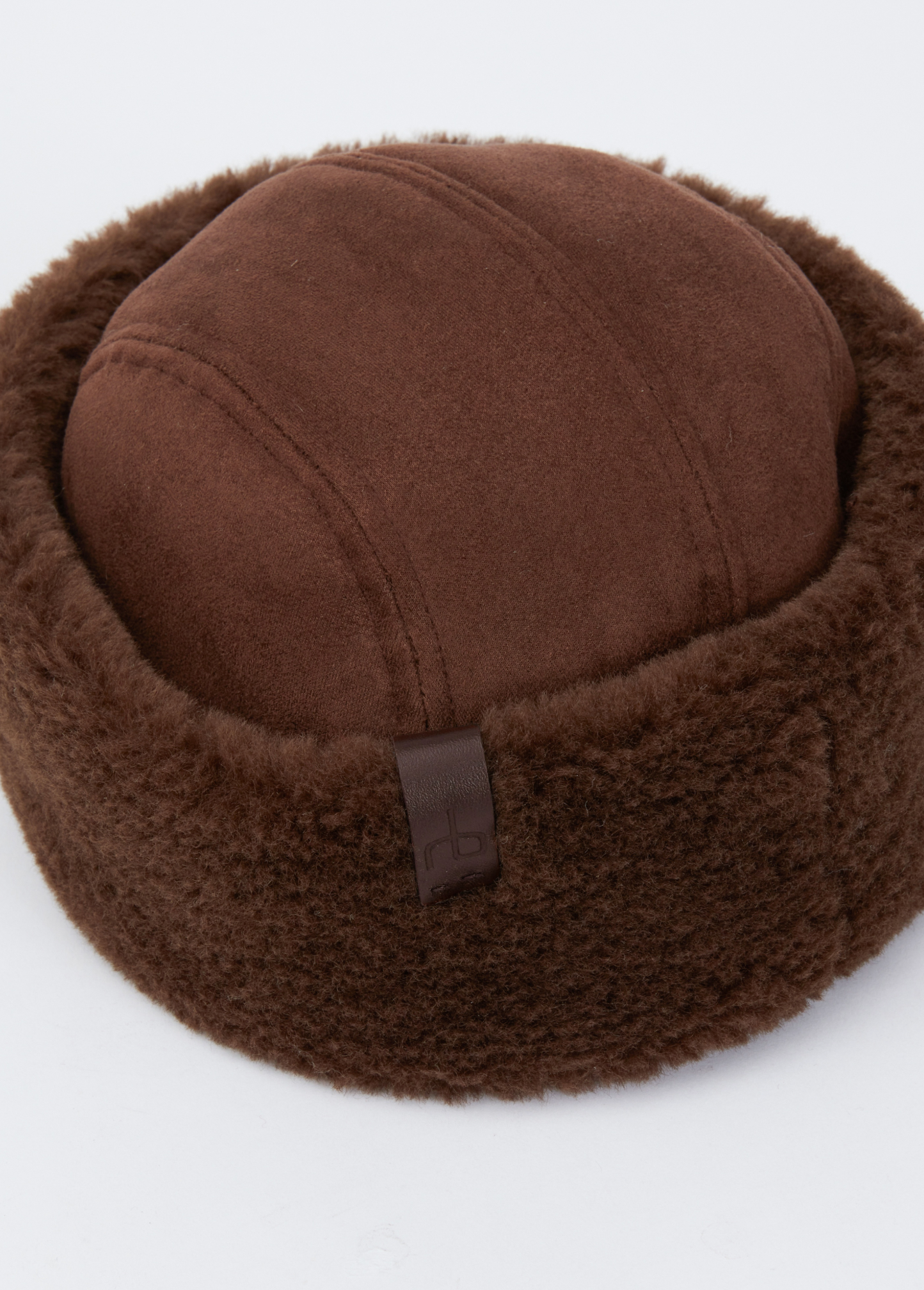 Elle Faux Shearling Cap Rag & Bone Dark Suede at Mercantile Portland close up