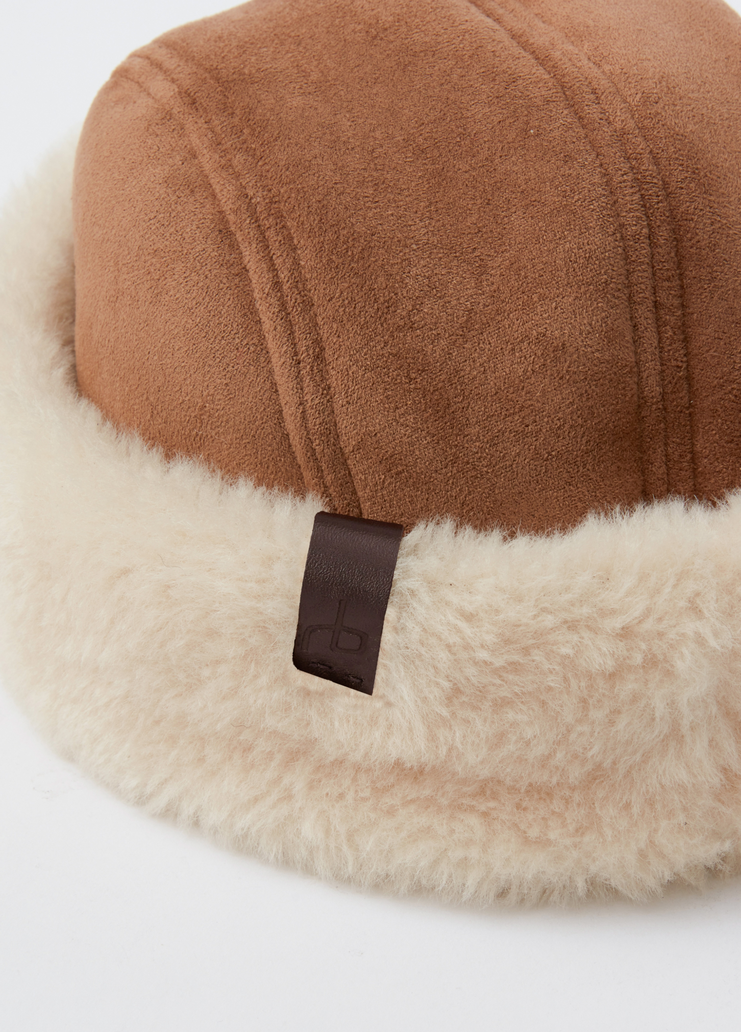 Elle Faux Shearling Cap Rag & Bone Natural Suede at Mercantile Portland close up