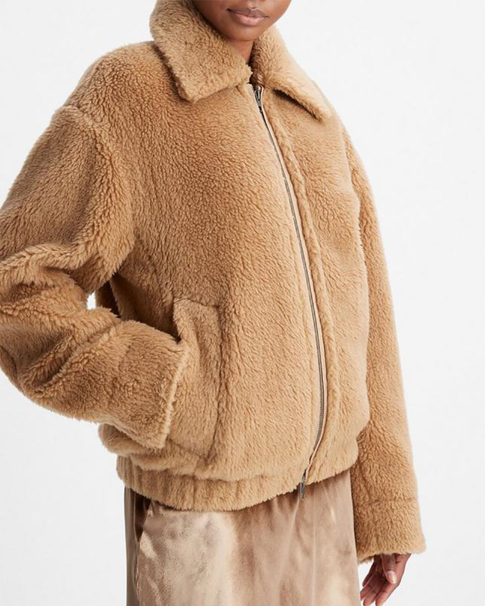 Faux shearling 2025 bomber jacket