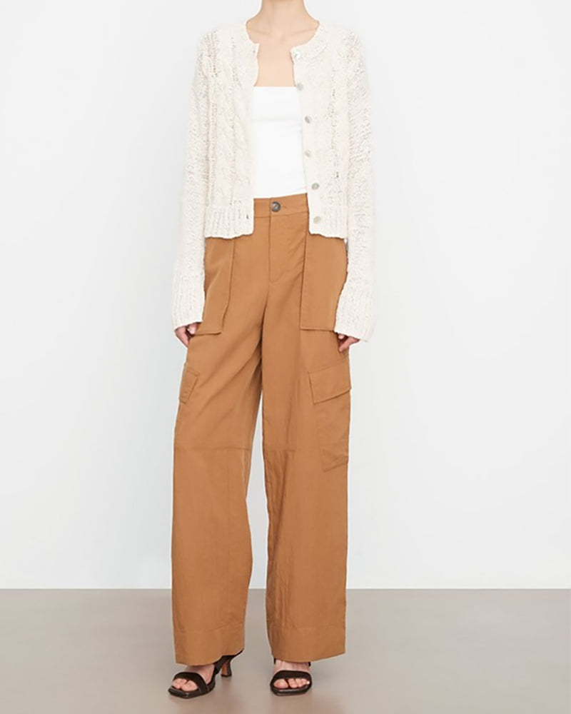 Italian Cotton-Blend Cable-Front Cardigan-Vince-Mercantile Portland