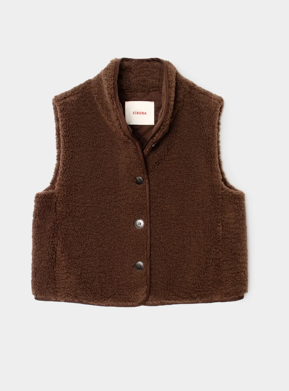 Kensi Vest Xirena Chocolate Brown at Mercantile Portland flat lay
