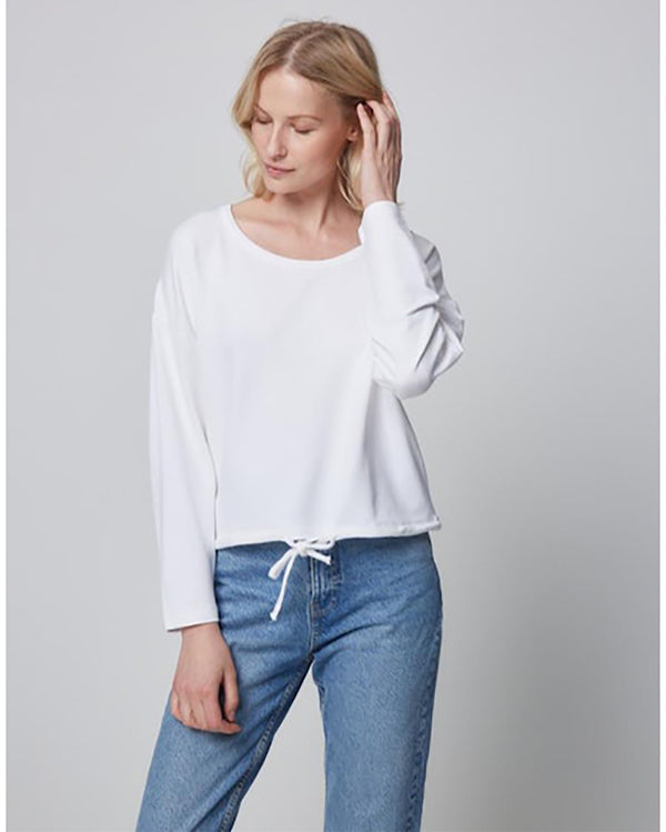 French Terry Long Sleeve Crewneck with Drawstring-Majestic Filatures-Mercantile Portland