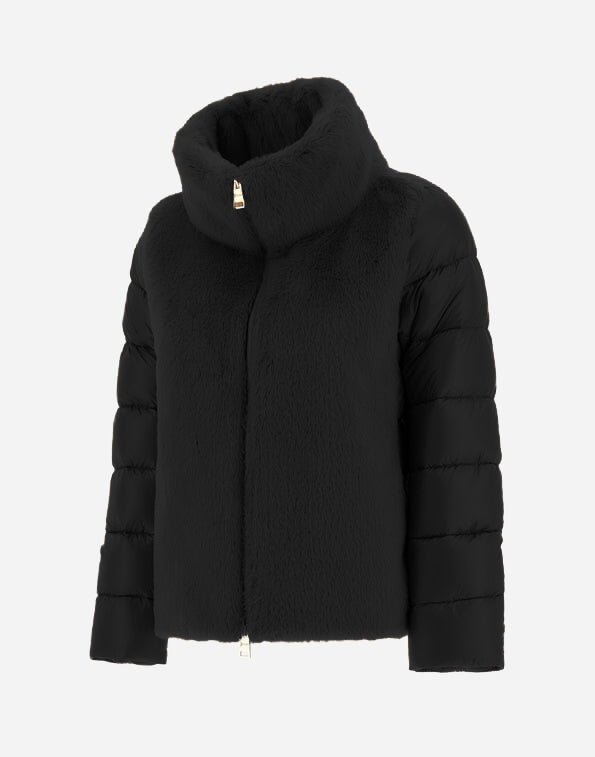 Bomber Jacket in Nylon Ultralight and Lad Faux Fur-Herno-Mercantile Portland