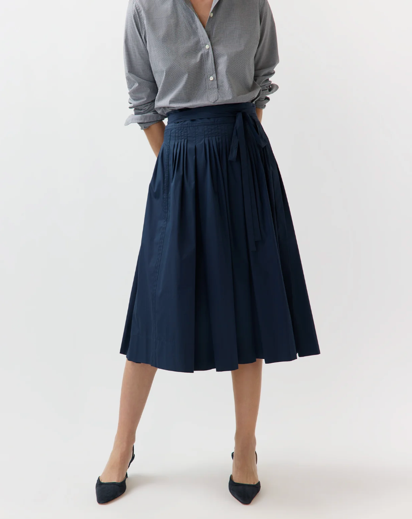 Phila Wrap Skirt Ann Mashburn Navy Cotton at Mercantile Portland