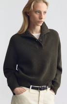 Renata Wool Sweater Nili Lotan Dark Pine Melange at Mercantile Portland model