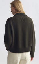 Renata Wool Sweater Nili Lotan Dark Pine Melange at Mercantile Portland model back